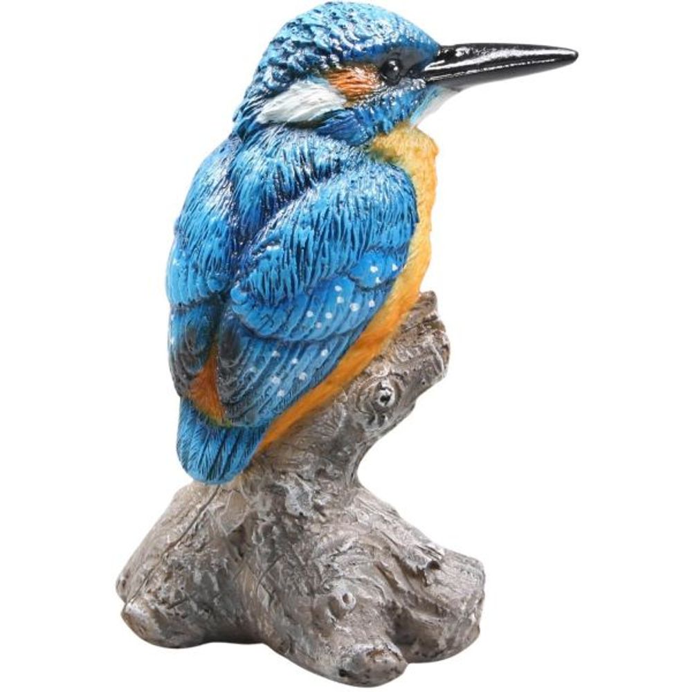 Oiseau martin pêcheur sur tronc en résine 9 x 9 x 15 cm