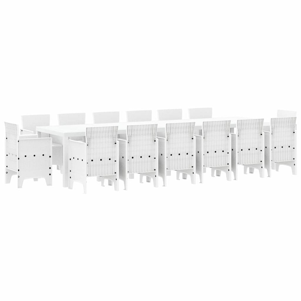 Ensemble de salle à manger pour jardin 15 pcs blanc rattan polt