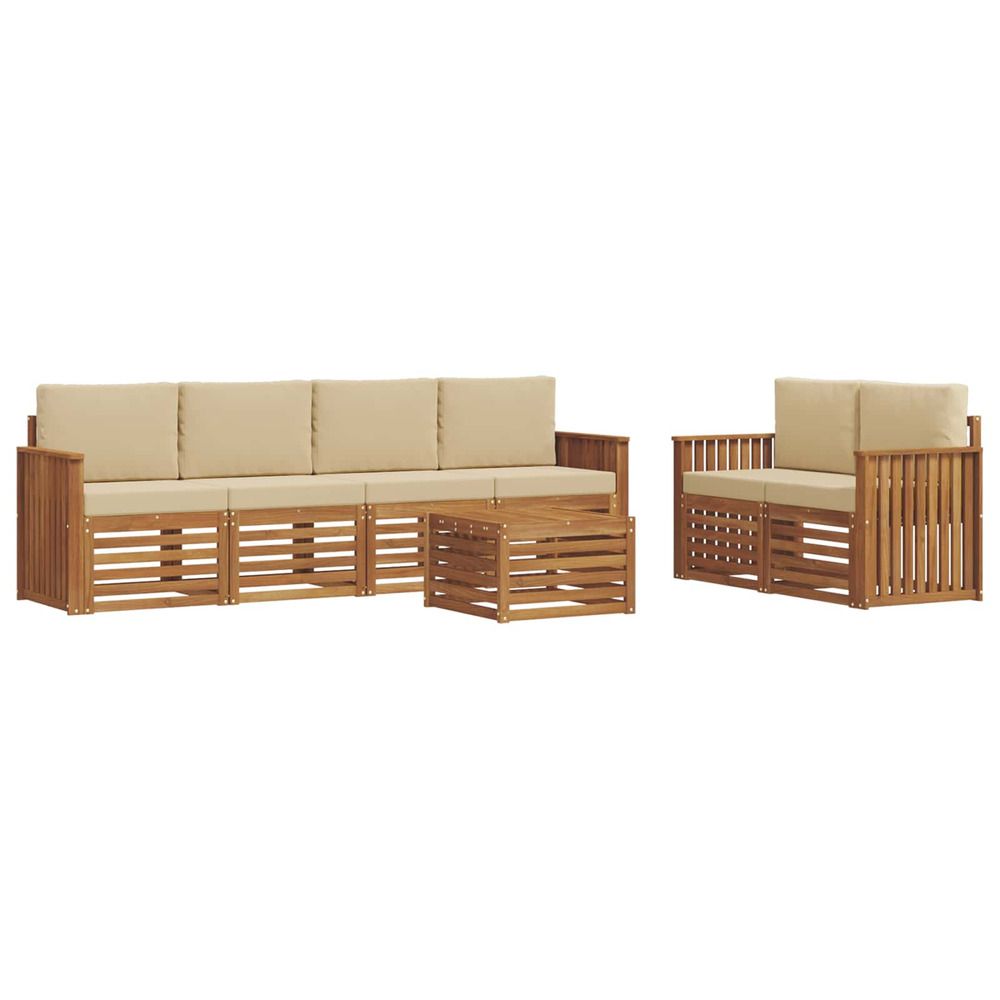 Ensemble de canapés d'extérieur 7 pc naturel et beige