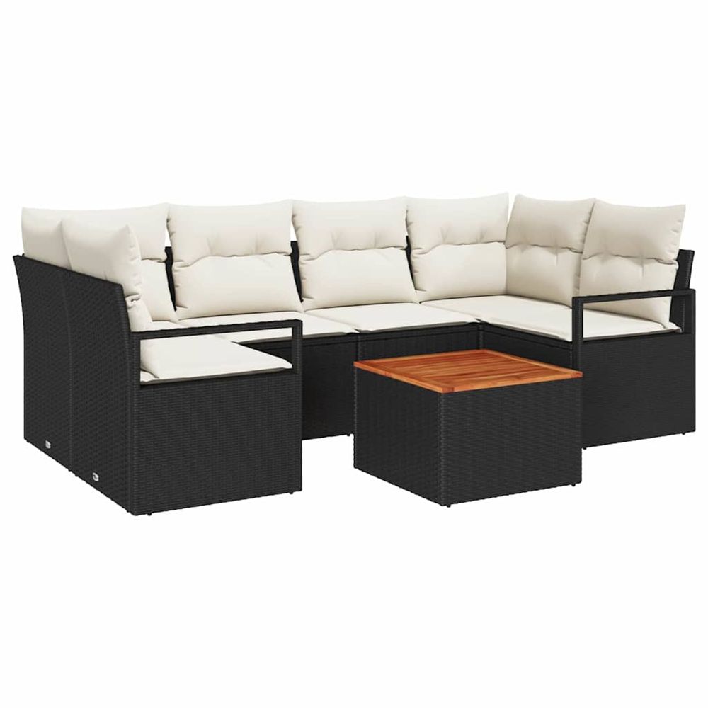 Ensemble de canapé de jardin 7 pc noir polyrotin