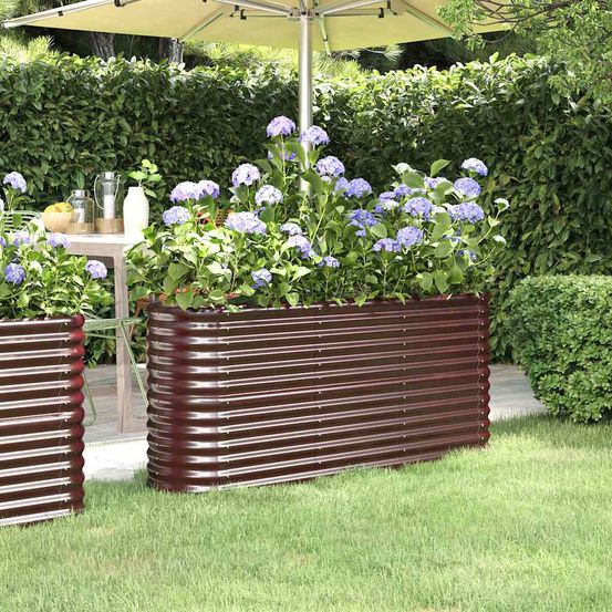Jardinière surélevée acier potager pour jardin balcon marron 152x40x68 cm