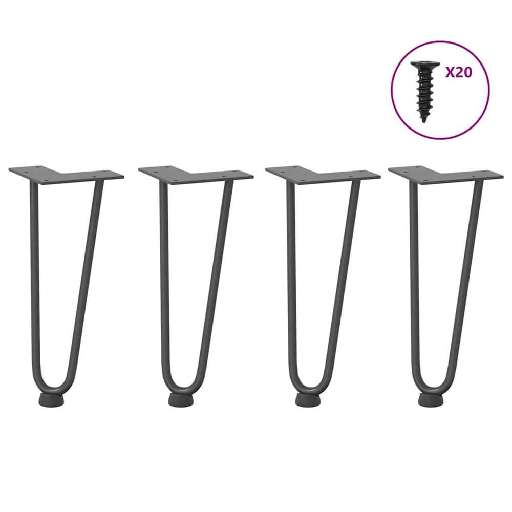 Pieds en épingle à cheveux pour table basse 4 pièces anthracite 30 cm acier massif