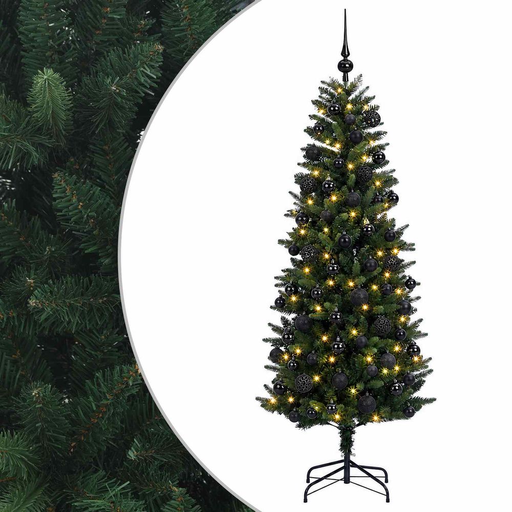 Arbre de noël artificiel avec boule 180 cm 300 led blanc chaud