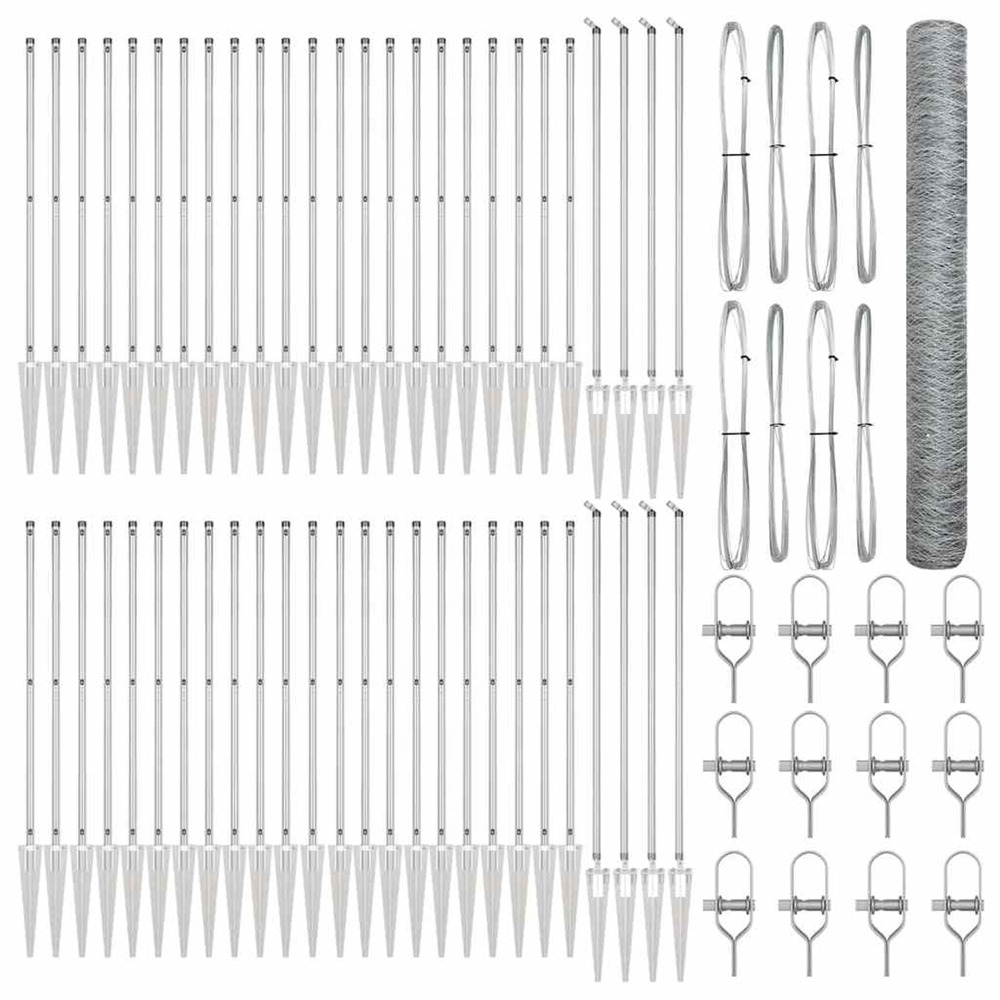 Poteau de clôture. Argenté 100 x 1,4 m (maille de 50 mm) acier