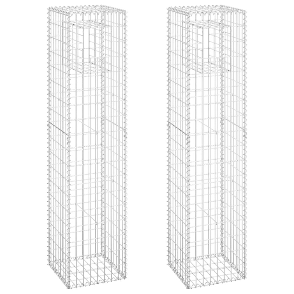 Poteaux à panier de gabion 2 pcs 40x40x180 cm fer