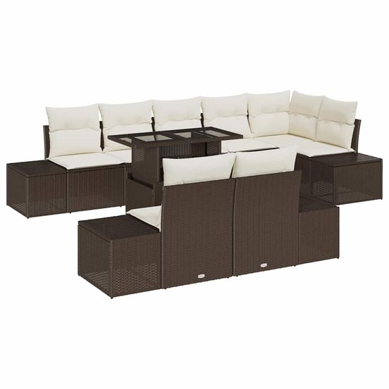 Ensemble de canapé de jardin 9 pc marron polyrotin
