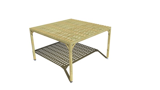 Pergola bois • 4m x 4m • indépendante • sens profondeur • platelage bois • livraison comprise