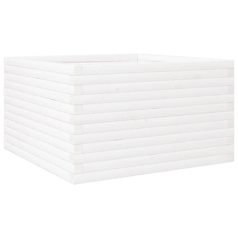 Jardinière blanc 80x80x46 cm bois de pin massif