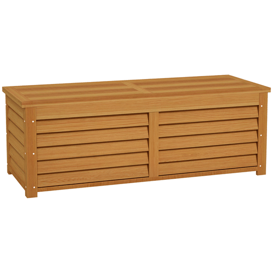 Coffre rangement bois extérieur terrasse jardin capacité 176l 130x50x45cm marron - comfortxl outdoor living