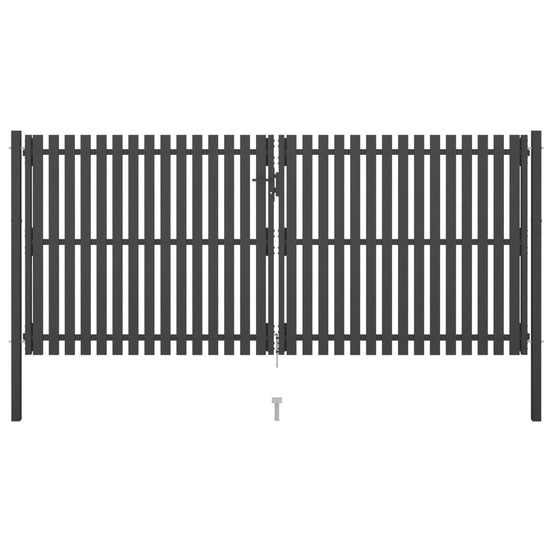 Portail de clôture de jardin acier 4x2 m anthracite