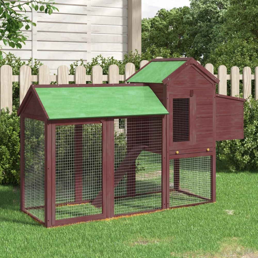 Grand poulailler bois pin massif jardin extérieur parc nichoir 193x65x117cm moka