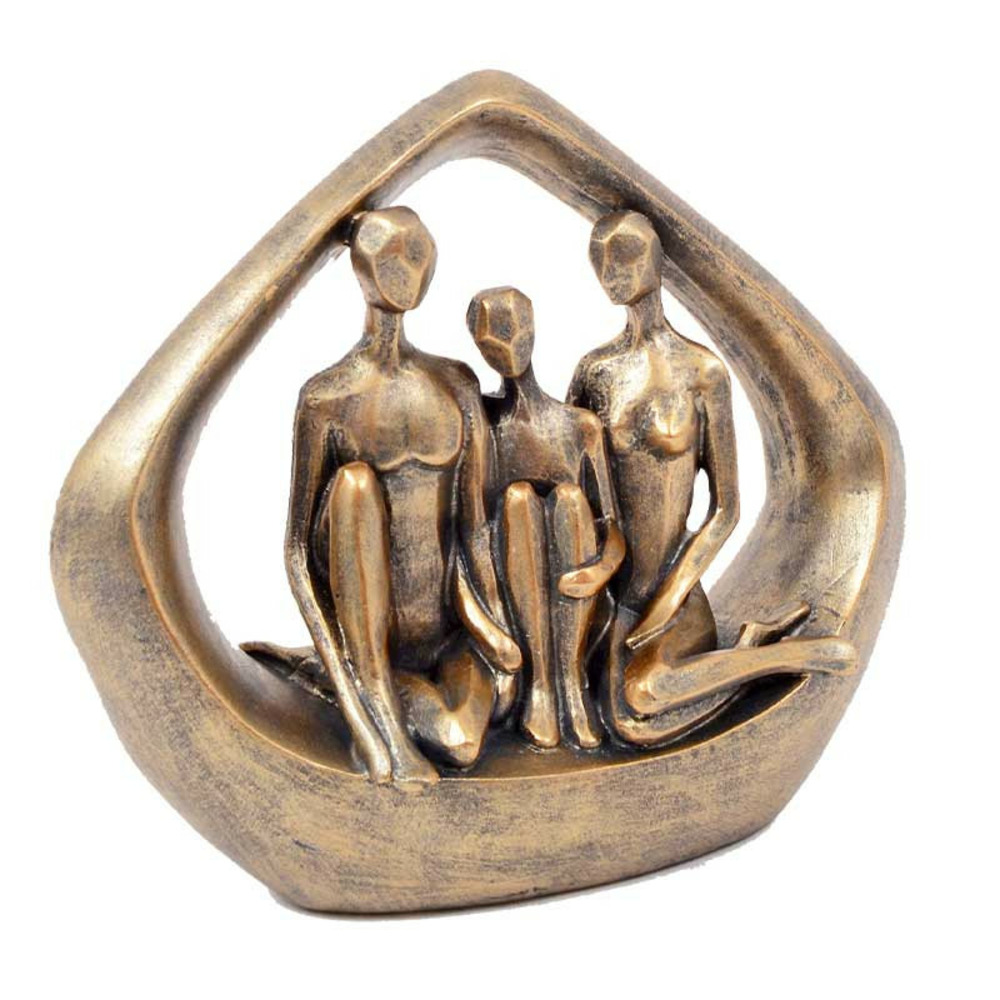 Statuette famille dorée vieillie 21cm