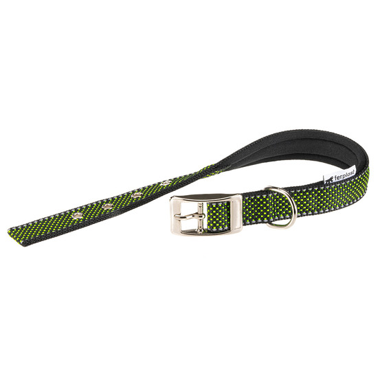 Collier pour chiens réfléchissant rembourré daytona deluxe c25/45, réglable, boucle en métal, noir-vert