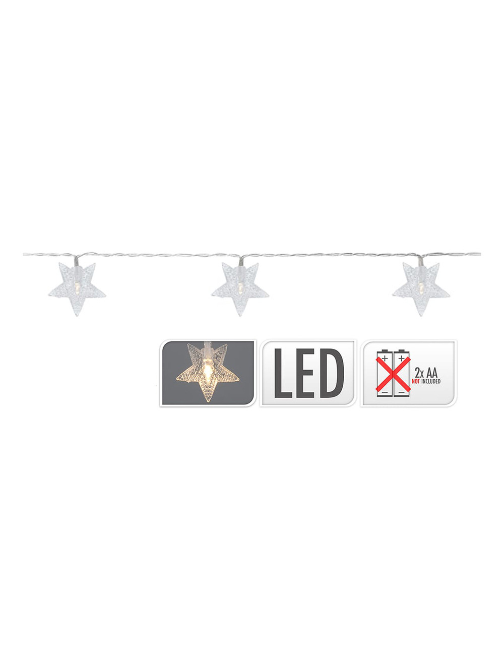 Guirlande 10 leds avec piles étoiles lumière froide 1,3m