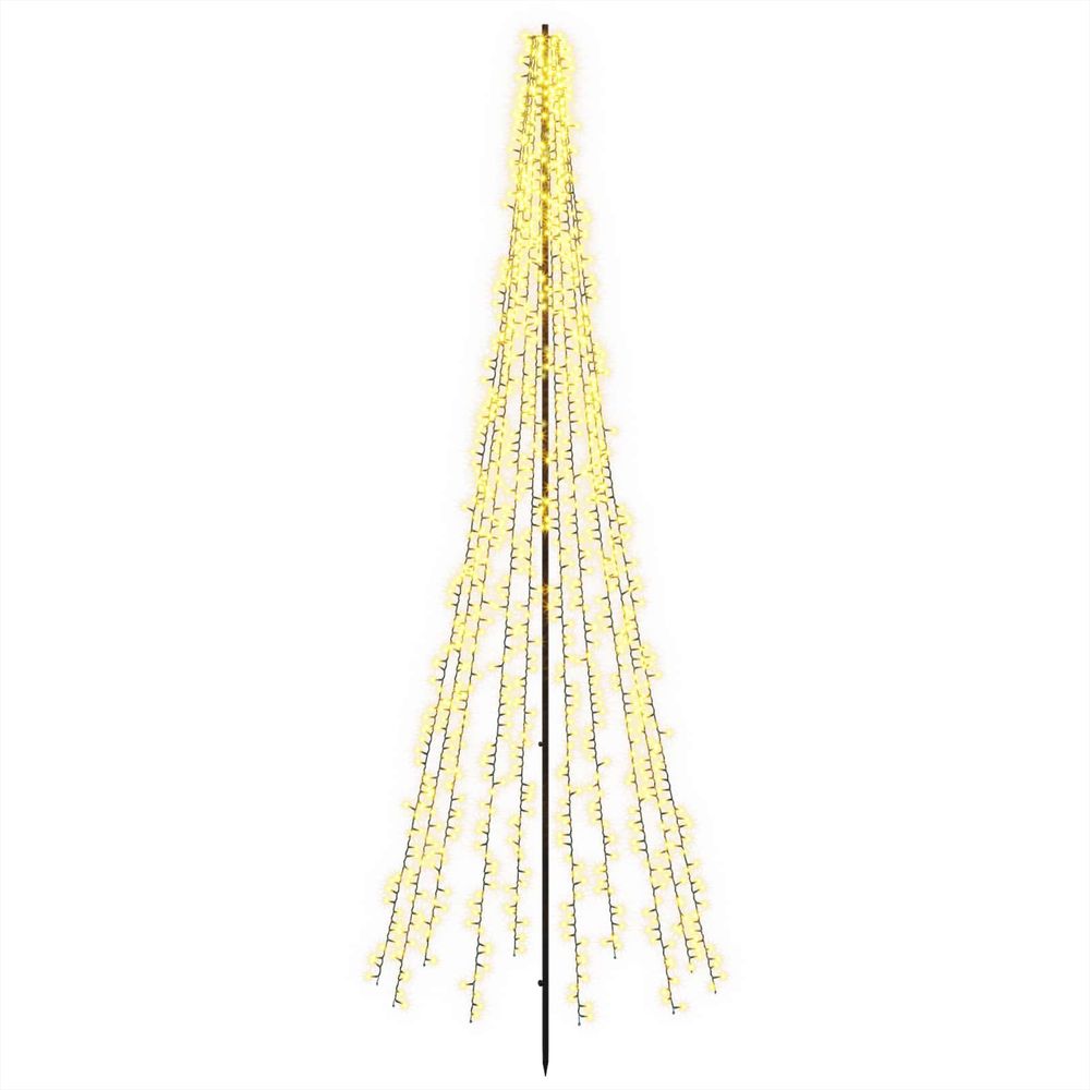 Arbre de noël led 285 cm 1550 led blanc chaud acier noir
