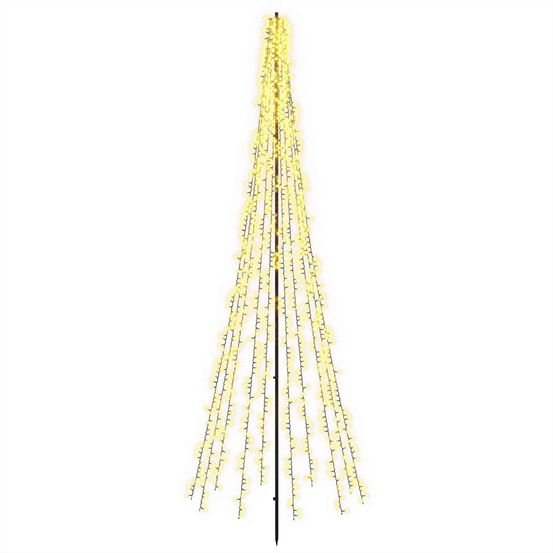Arbre de noël led 285 cm 1550 led blanc chaud acier noir