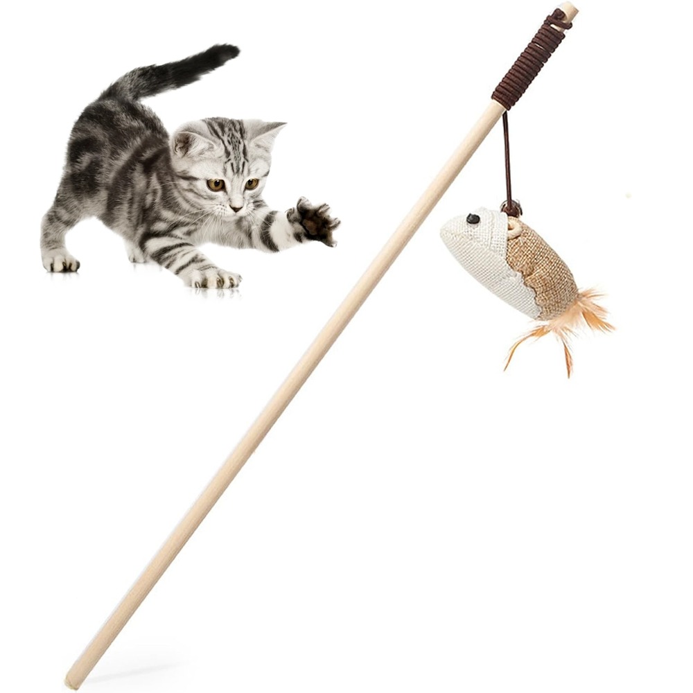 Canne à plume interactive pour chat - anti-ennui