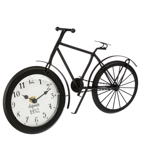 Horloge à poser vélo en métal noir l 28.5 cm