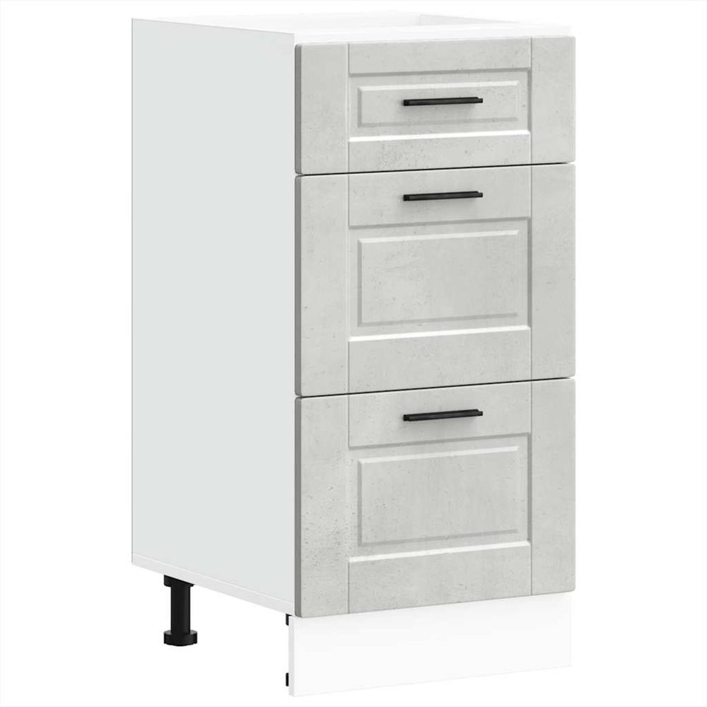 Armoire de cuisine porto gris béton bois d'ingénierie