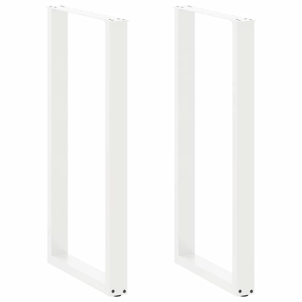 Pieds de table de bar en u, 2 pièces, blanc, 60 x (110-111) cm, acier