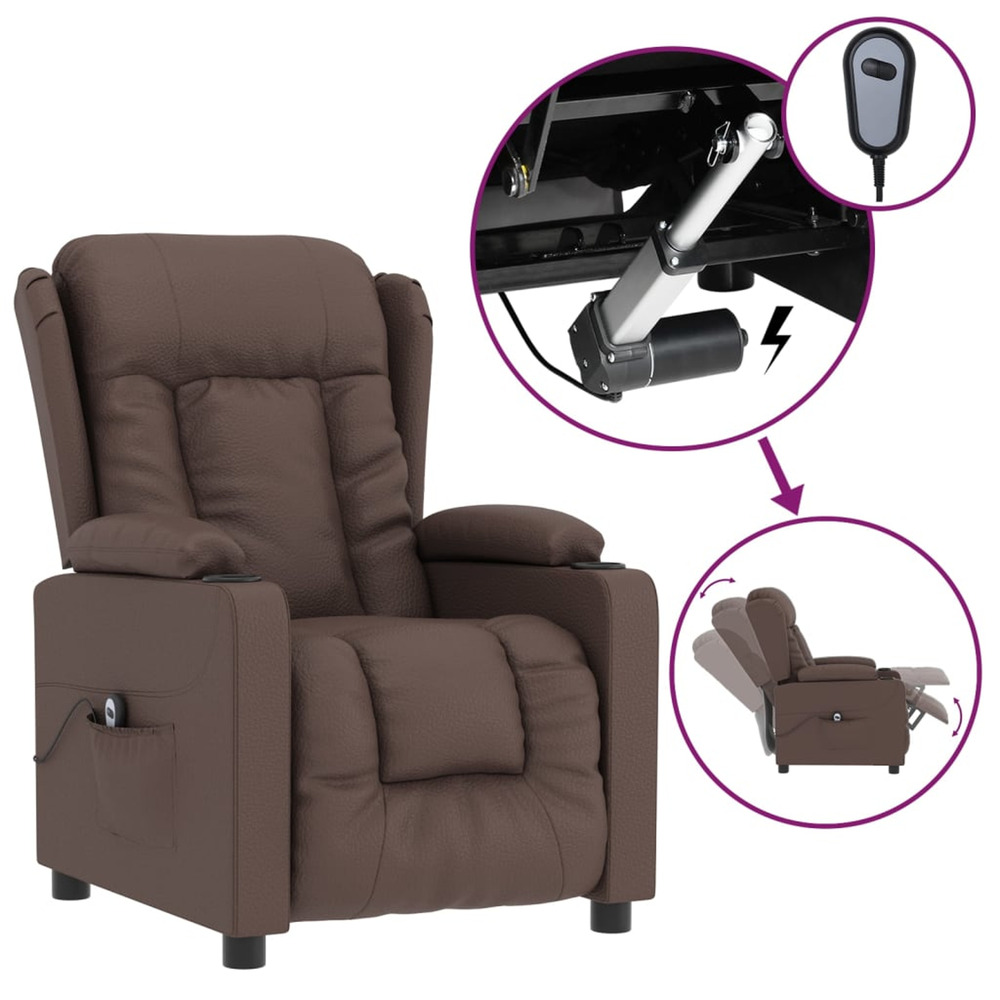 Fauteuil inclinable électrique marron similicuir