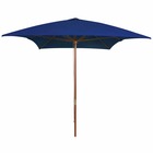 Parasol d'extérieur avec mât en bois 200 x 300 cm bleu