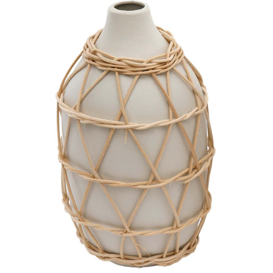 Vase en grès et rotin 11 x 19 cm modèle 1