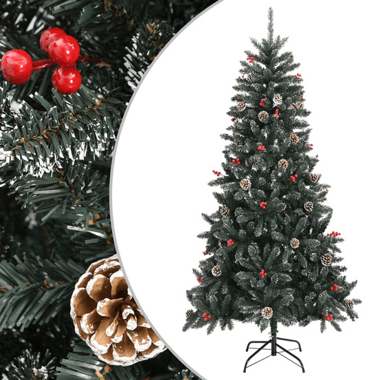 Sapin de noël artificiel avec support vert 210 cm pvc