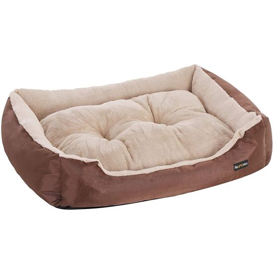 Panier pour chien tissu 85 x 65 x 21 cm marron et beige