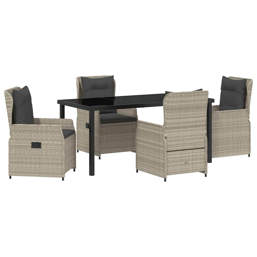 Ensemble de salle à manger pour jardin 5 pcs gris clair