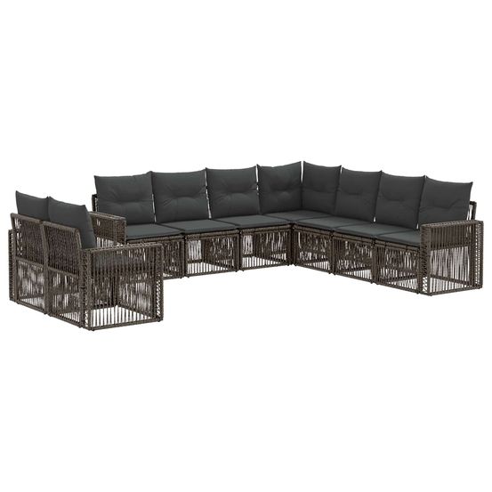 Ensemble de canapé de jardin 9 pc gris et gris foncé polyrotin