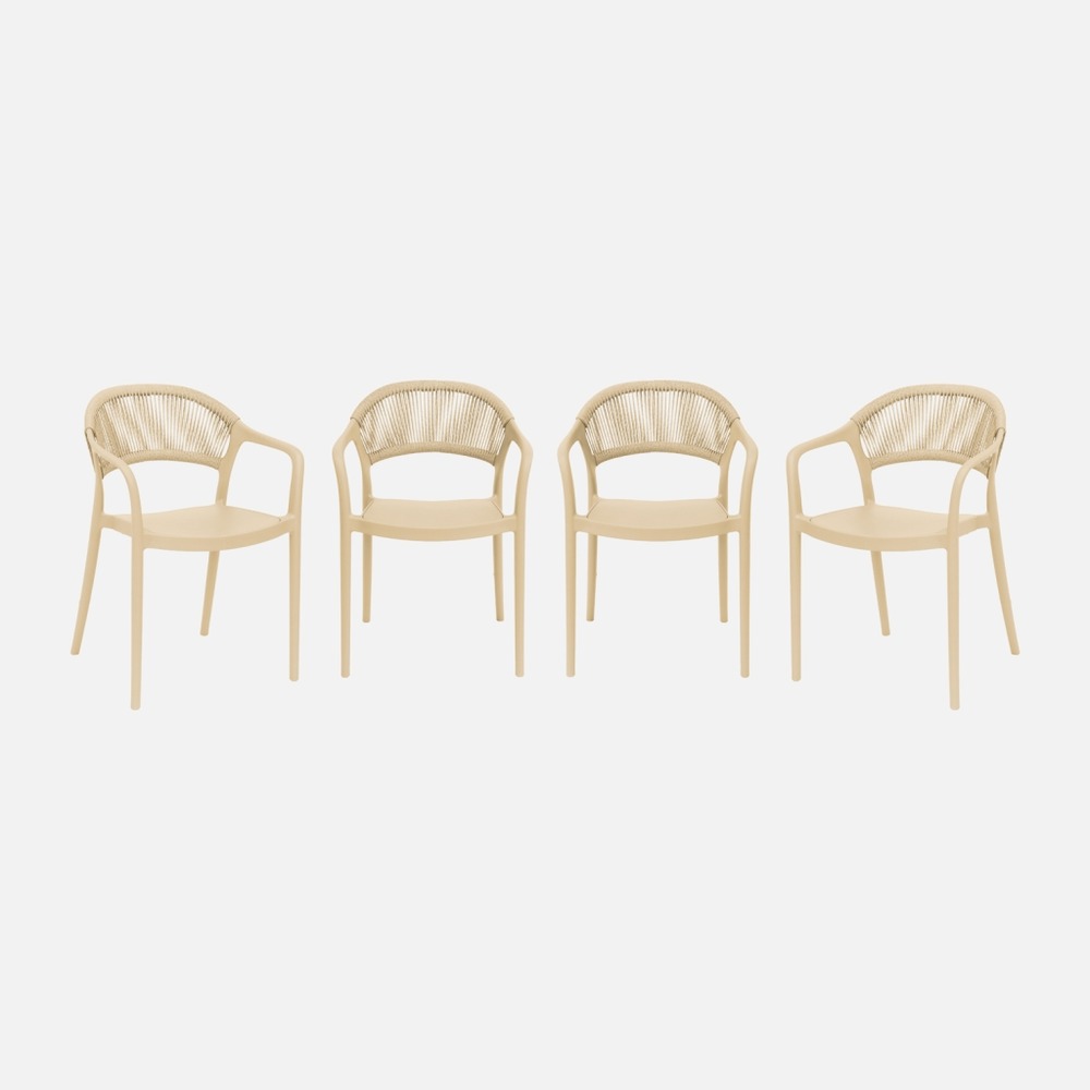 Chaise de jardin empilable avec effet corde (lot de 4) - jovia