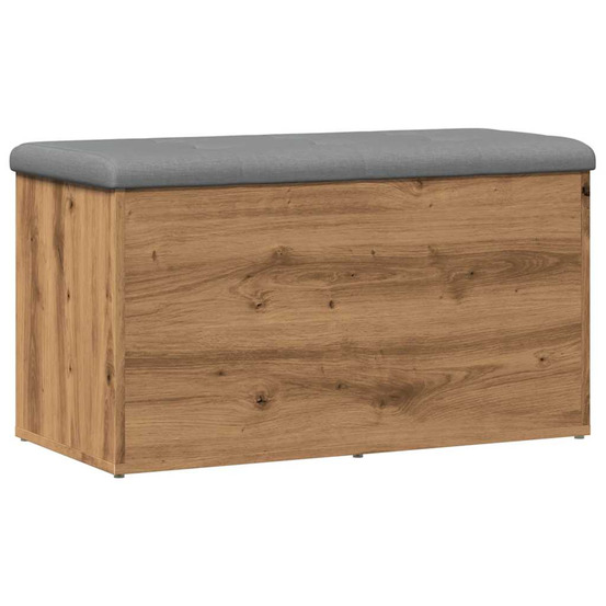 Banc de rangement chêne artisanal 82x42x45 cm bois d'ingénierie
