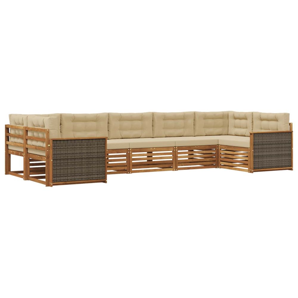 Ensemble de canapés d'extérieur 7 pc naturel et beige