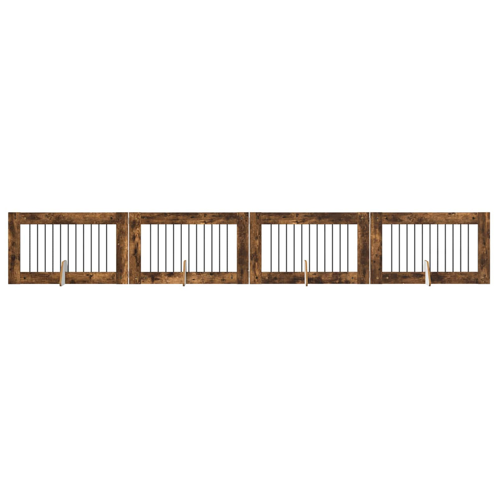 Portillon pour chien avec supports 4 pcs chêne fumé 100 x 60 cm