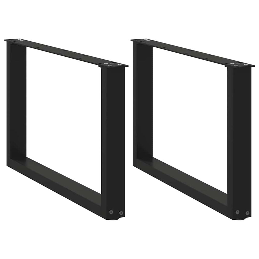 Pieds de table basse en u, 2 pièces, noir, 60 x (42-43) cm, acier