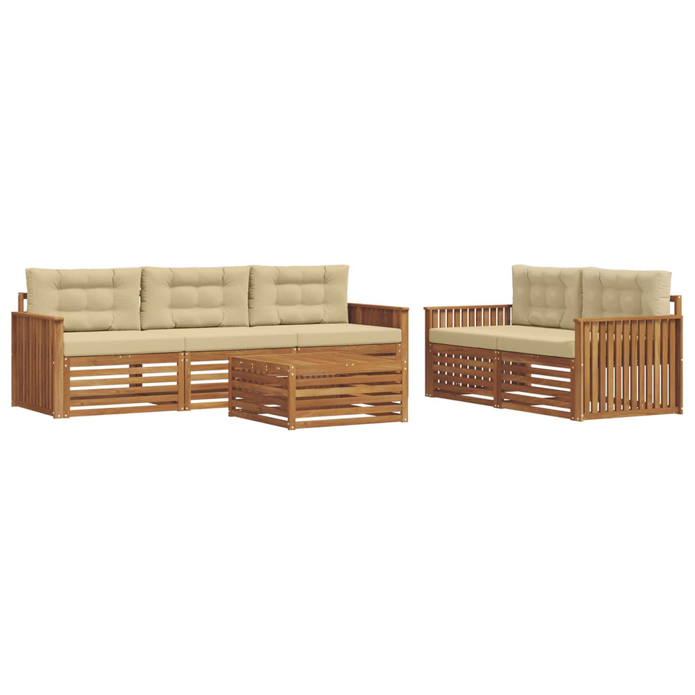 Ensemble de canapés d'extérieur 6 pcs naturel et beige