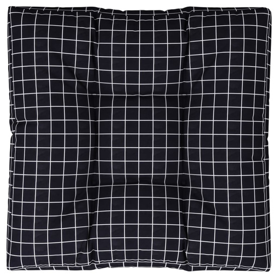 Coussin de palette motif à carreaux noir 70x70x12 cm tissu