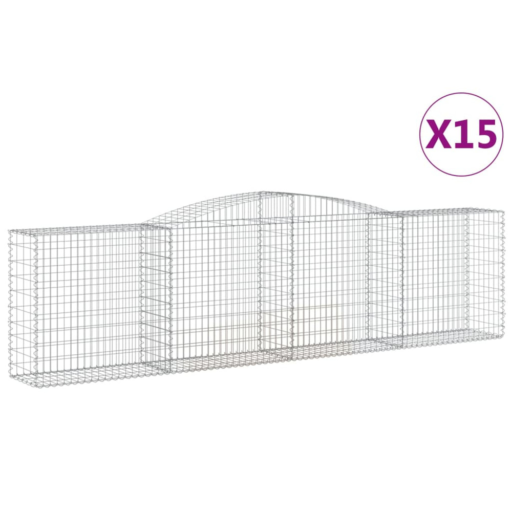 Paniers à gabions arqués 15 pcs 400x50x100/120 cm fer galvanisé