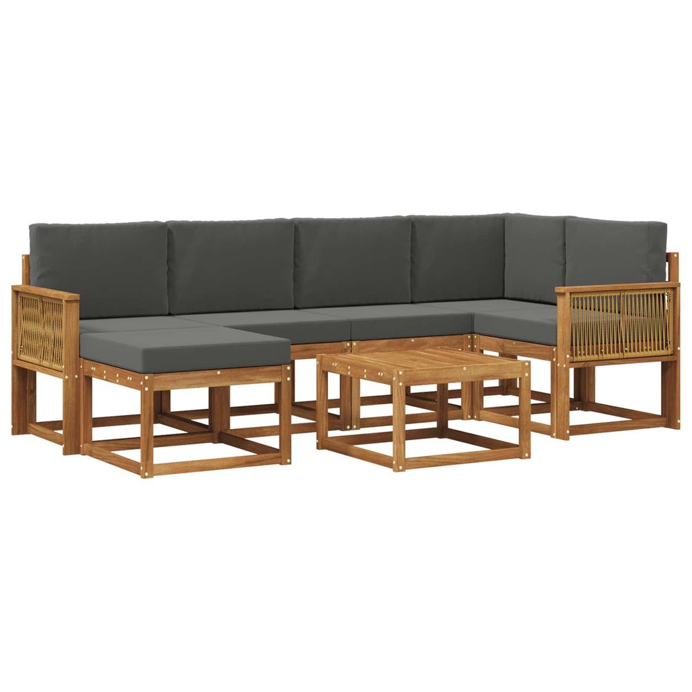 Ensemble de canapés d'extérieur 7 pc naturel et anthracite