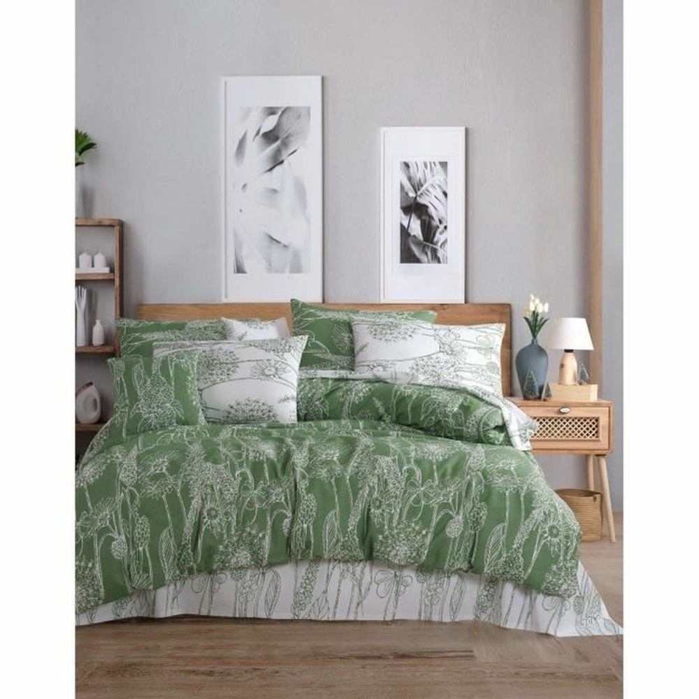 Parure de lit - housse de couette 220 x 240 + 2 taies d'oreiller 60 x 60 coton renforcé - vert