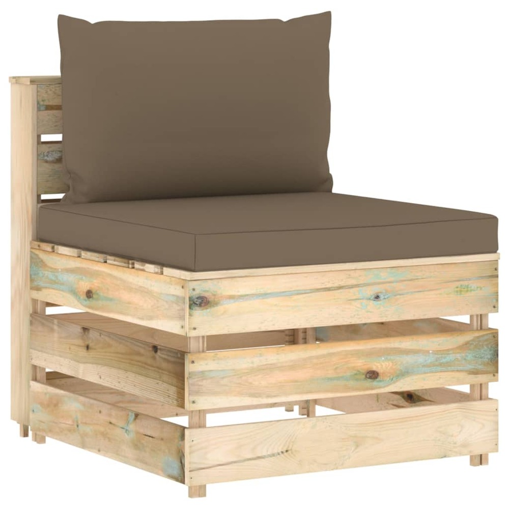 Canapé central sectionnel avec coussins bois imprégné de vert