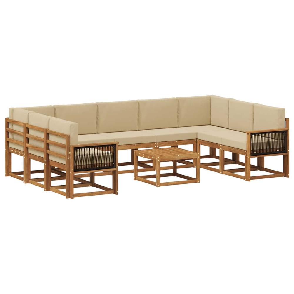 Ensemble de canapés d'extérieur 10 pcs naturel et beige