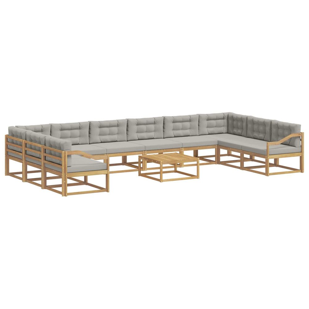 Ensemble de canapés d'extérieur 11 pc blanc et gris clair