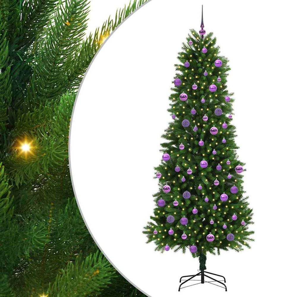Sapin de noël avec 300 led avec support vert 240 cm pe
