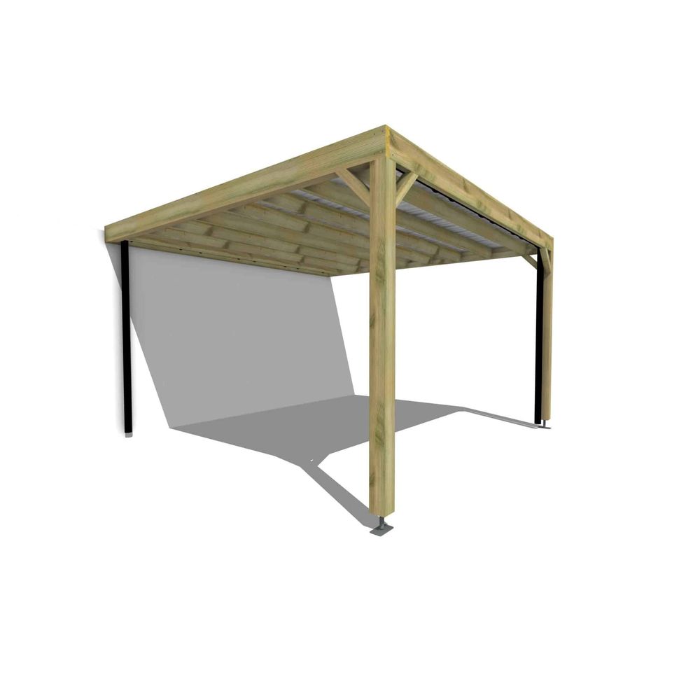 Carport bois • 4m x 4m • adossée • sens largeur • livraison comprise