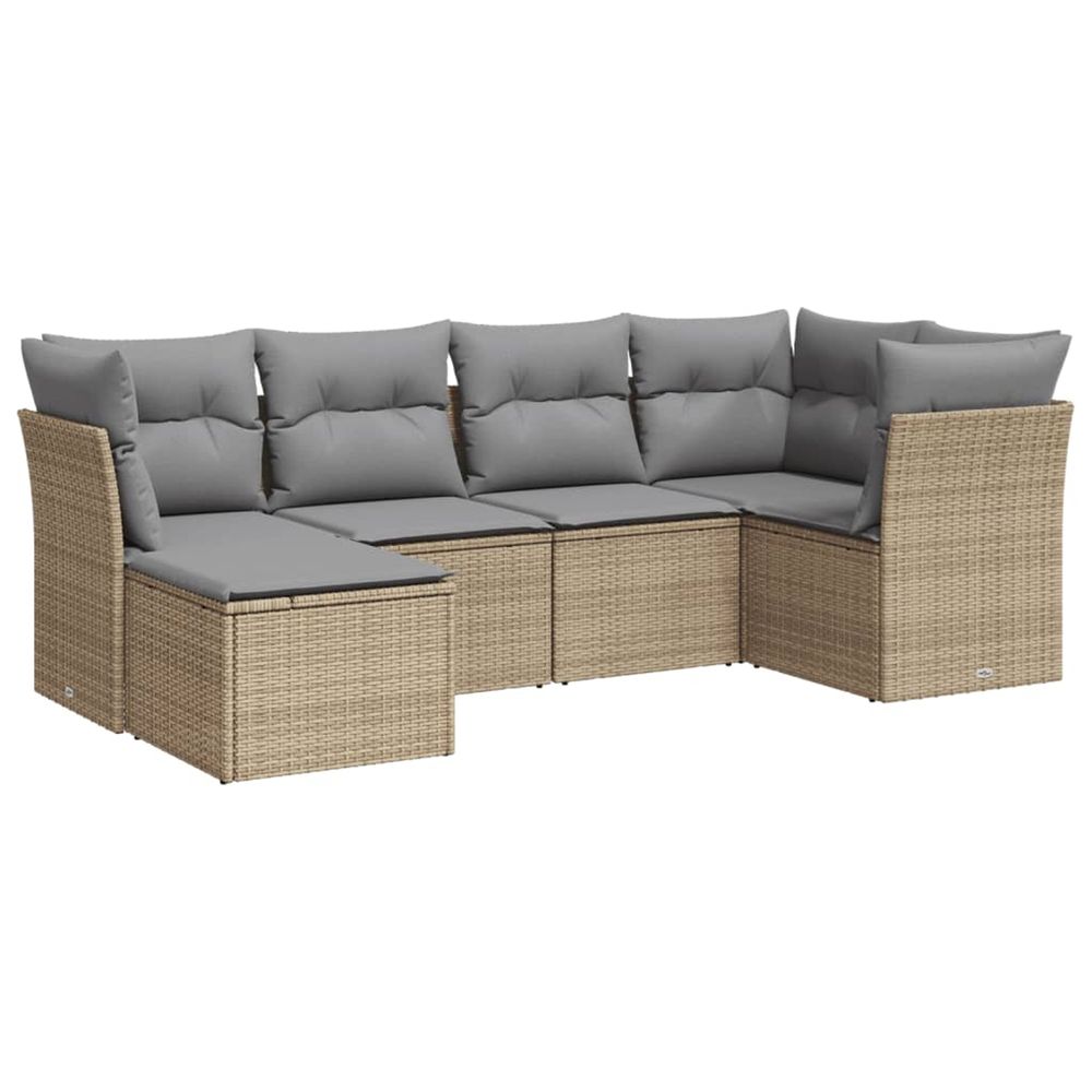 Salon de jardin avec coussins 6 pcs beige résine tressée
