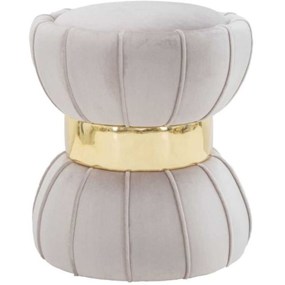 Pouf en tissu et métal flower 40 x 44 cm gris