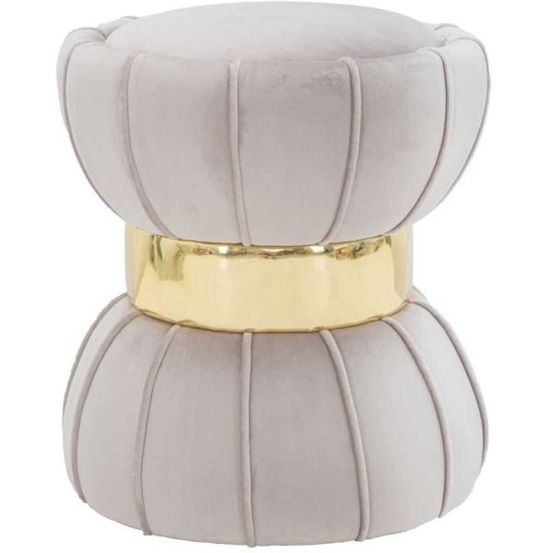 Pouf en tissu et métal flower 40 x 44 cm gris