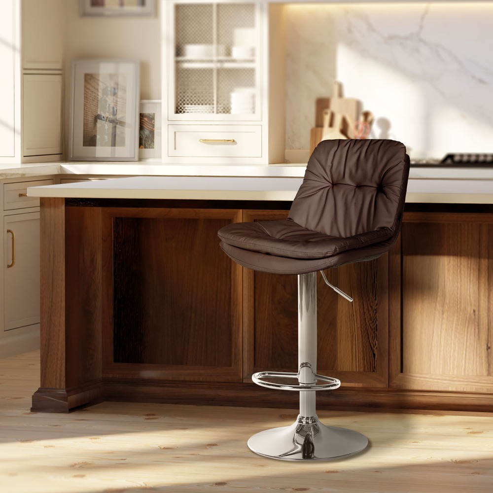 Tabouret de bar laurel simili cuir chromé